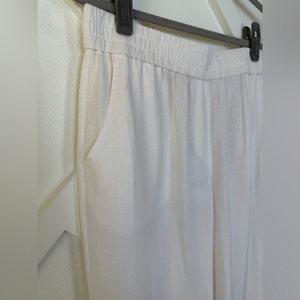 NWT Andie Swim Wide Leg Linen Blend Madeira Pants Coconut White Size Medium - Picture 4 of 11